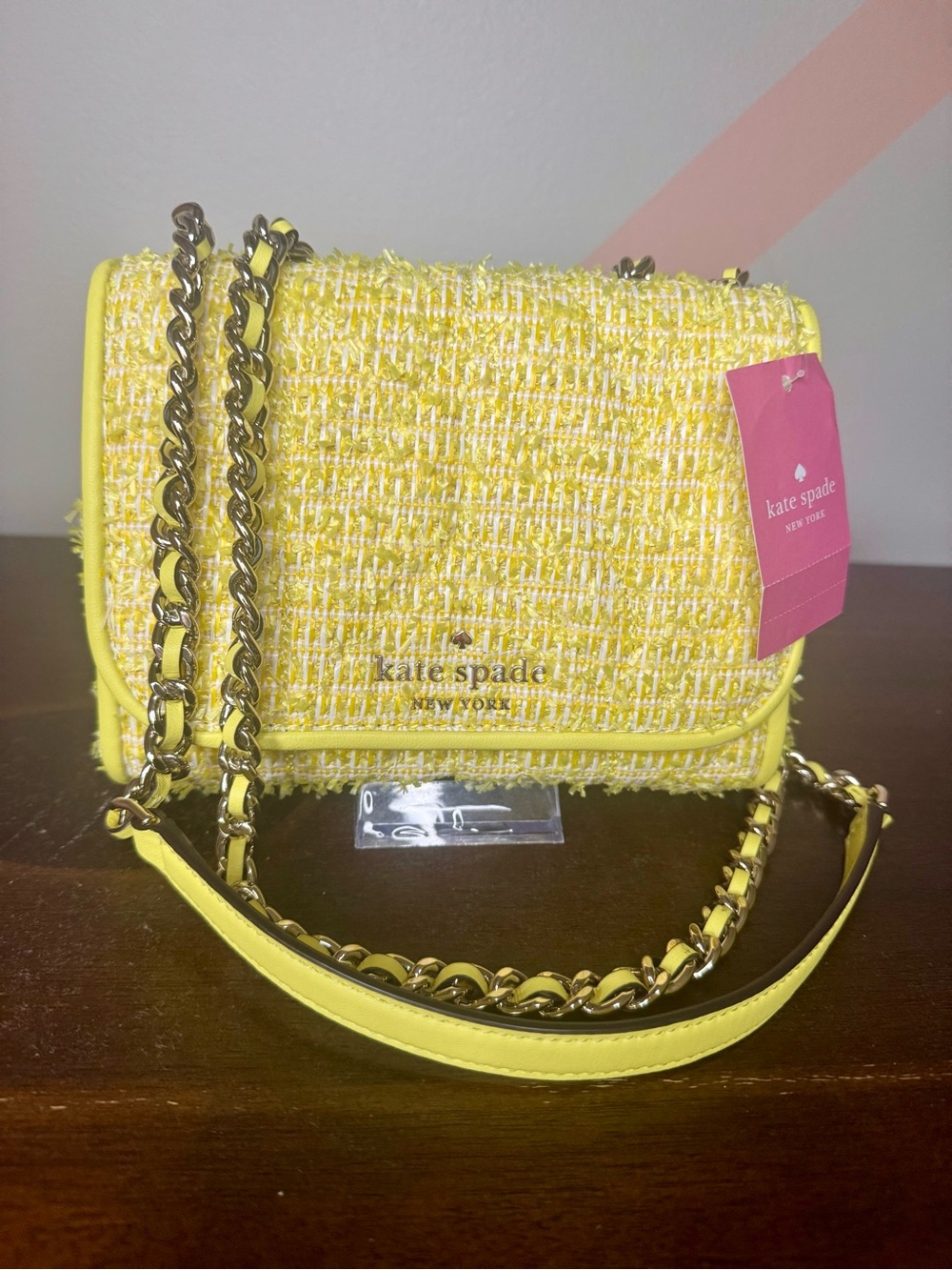 kate spade Yellow Tweed Chain Crossbody Bag